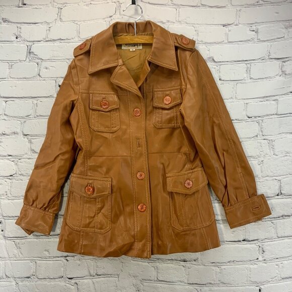 Bronton Jacket Vintage Brown Vinyl Childs Sz 8 Unisex